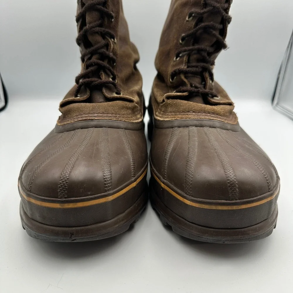 Sorel Mounty Brown Leather Insulated Snow Duck Boots NM1085-219 Mens Sz‎ 11 Vtg